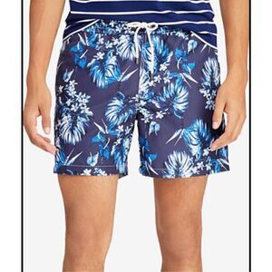 Polo Ralph Lauren traveler floral swim trunks size large lined blue